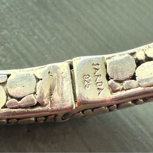 Sarda 925 Sterling Silver Hinged Bangle Bracelet - Picture 11 of 15